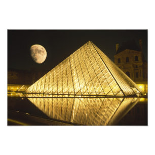 France, Paris, The Louvre Museum, Nighttime Photo Print