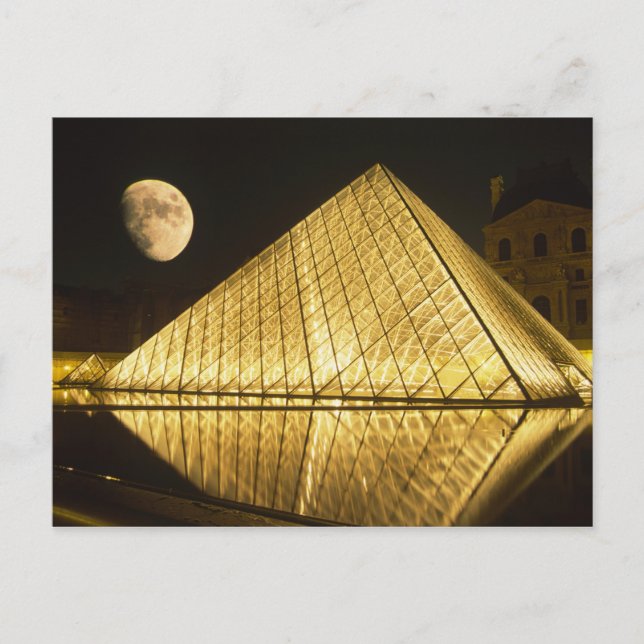 France, Paris, The Louvre Museum, Nighttime Postcard (Front)