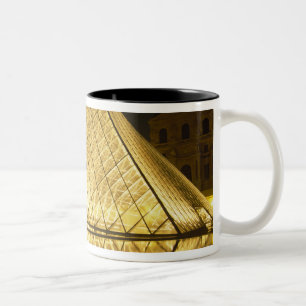 France, Paris, The Louvre Museum, Nighttime Two-Tone Coffee Mug