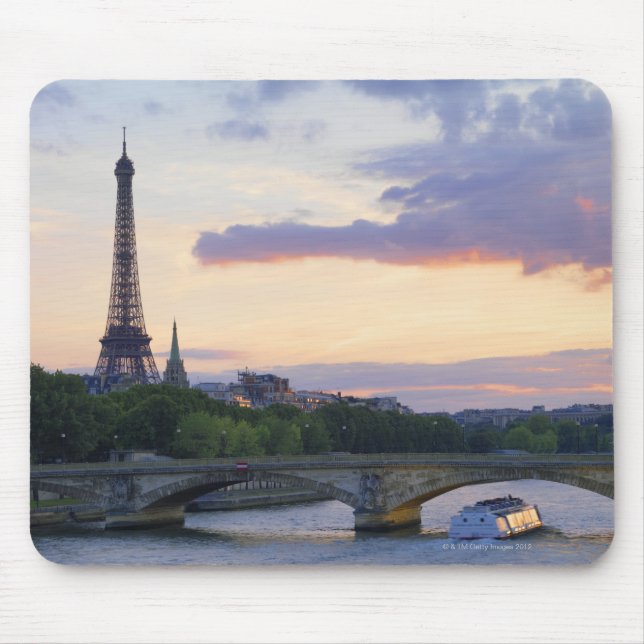 France,Paris,tour boat on River Seine,Eiffel Mouse Mat (Front)