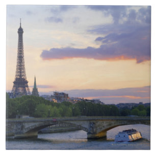 France,Paris,tour boat on River Seine,Eiffel Tile