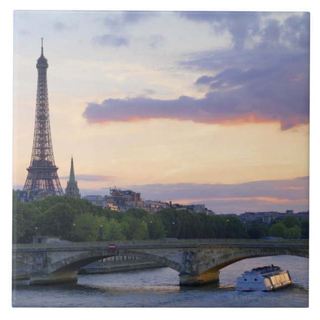 France,Paris,tour boat on River Seine,Eiffel Tile (Front)