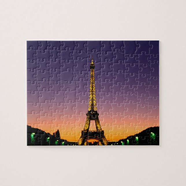 France, Paris, Tour Eiffel at sunset. Jigsaw Puzzle (Horizontal)