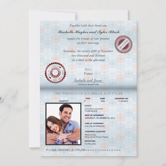 France Passport (no glare) Wedding Invitation II (Front)