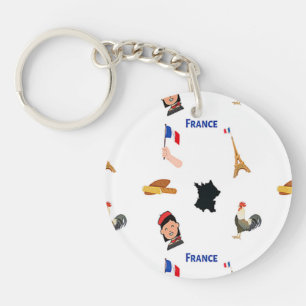 France pattern on white key ring