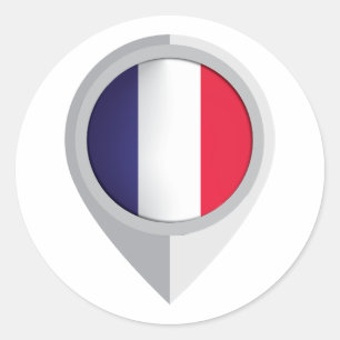 France Pin Location Flag Classic Round Sticker