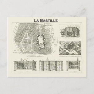 France, Plan and images of the Bastille Postcard