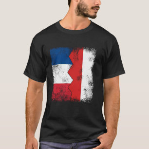 France Poland Flags Half Polish French Roots Vint T-Shirt