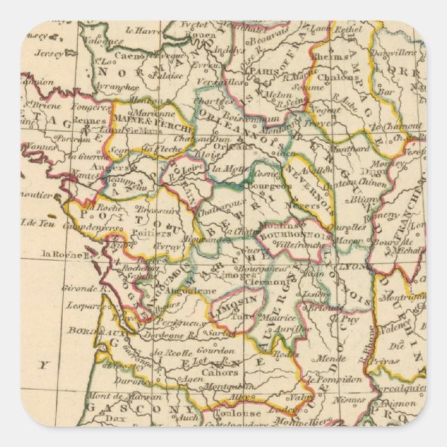 France, Provinces Square Sticker (Front)