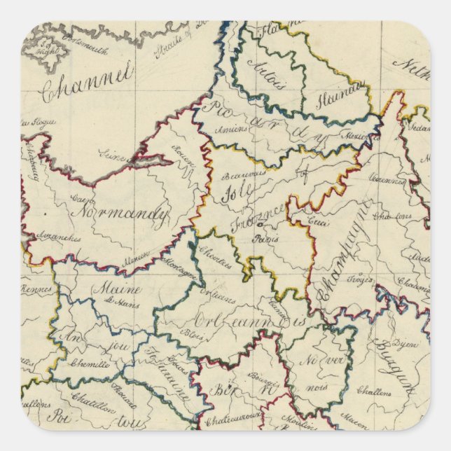 France provinces square sticker (Front)