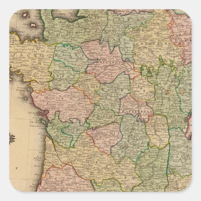 France, provinces square sticker (Front)