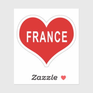 FRANCE Red Love Heart Vinyl Sticker