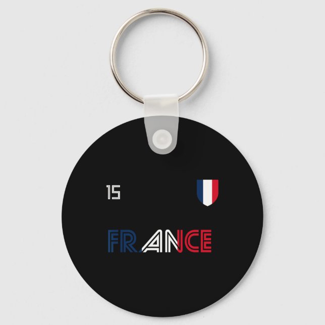 France Retro Soccer French Flag  Key Ring (Front)