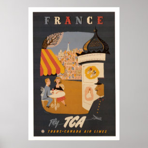 France Retro Travel Poster
