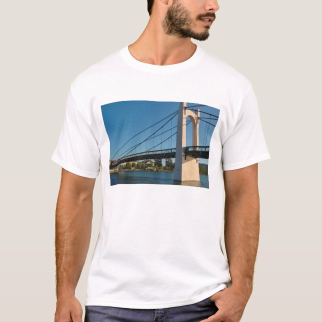 France, Rhone-Alps, Condrieu, bridge across 2 T-Shirt (Front)