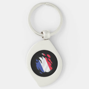 France Ripped Flag Key Ring