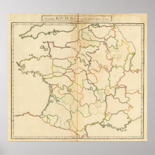 France Rivers Outline Poster