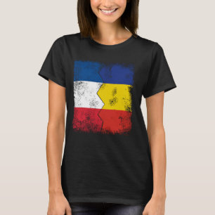 France Romania Flags Half Romanian French Roots V T-Shirt