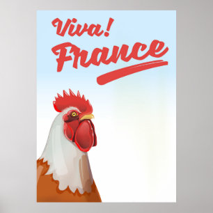 France Rooster travel poster
