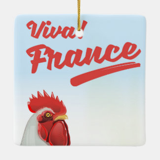 France Rooster travel poster Ceramic Tree Decoration