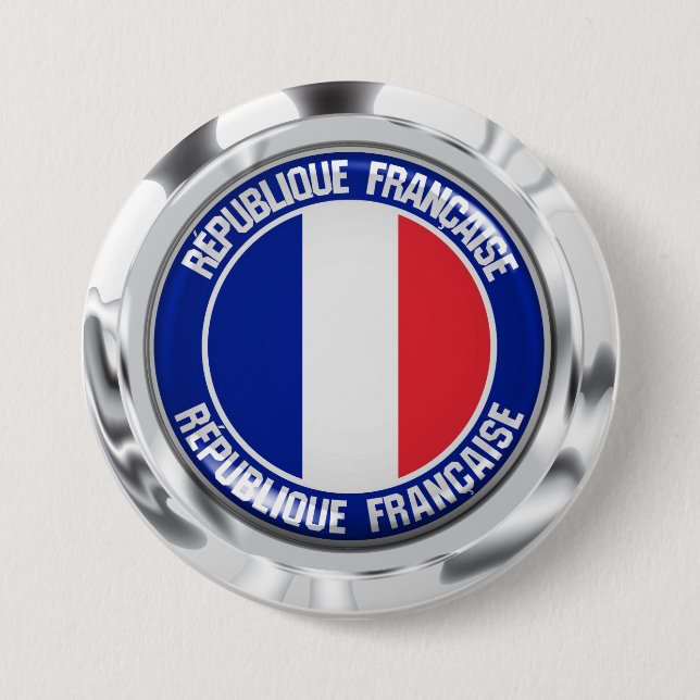 France Round Emblem 7.5 Cm Round Badge (Front)