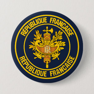 France Round Emblem 7.5 Cm Round Badge
