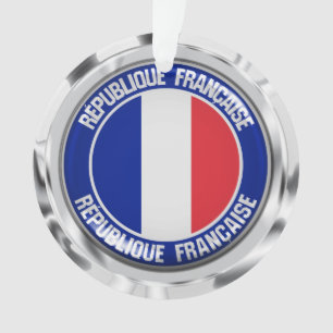 France Round Emblem Ornament