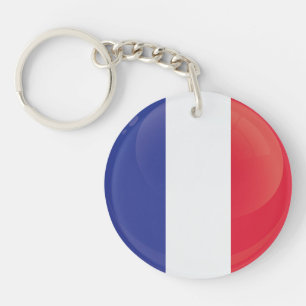 France  Round Icon Flag Key Ring
