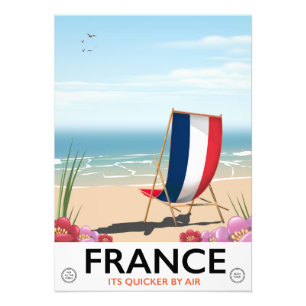 France seaside beach travel poster