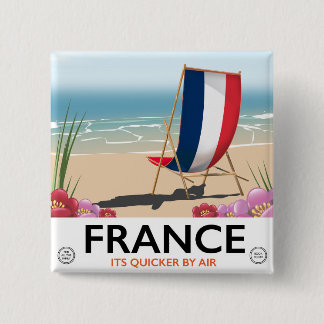 France seaside beach travel poster 15 cm square badge