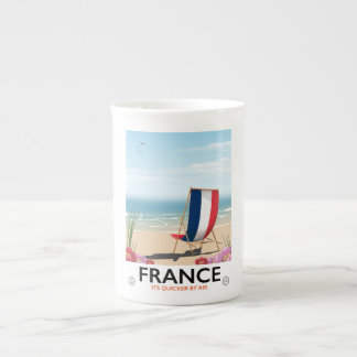 France seaside beach travel poster bone china mug