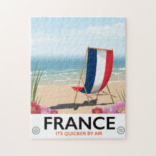 France seaside beach travel poster jigsaw puzzle