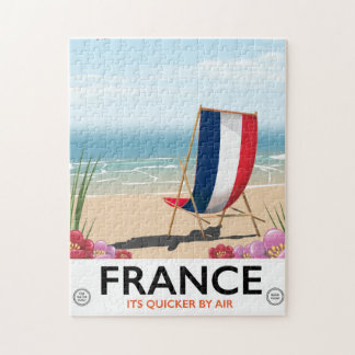 France seaside beach travel poster jigsaw puzzle