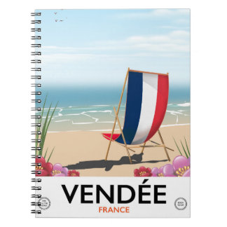 France seaside beach travel poster notebook