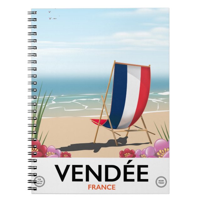 France seaside beach travel poster notebook (Front)