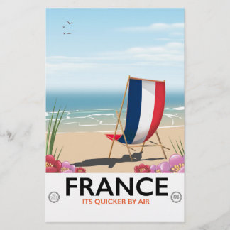 France seaside beach travel poster stationery