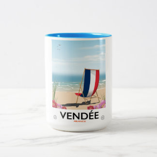 France seaside beach travel poster Two-Tone coffee mug