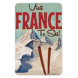 France Skiing Vintage travel poster Magnet