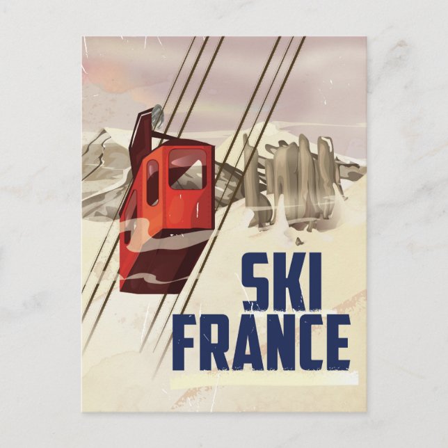 France Skiing vintage travel poster. Postcard (Front)