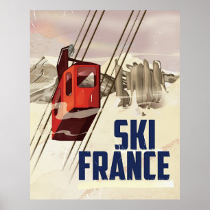 France Skiing vintage travel poster. Poster