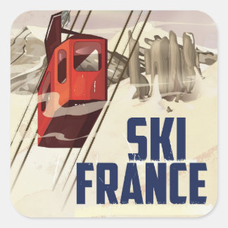 France Skiing vintage travel poster. Square Sticker