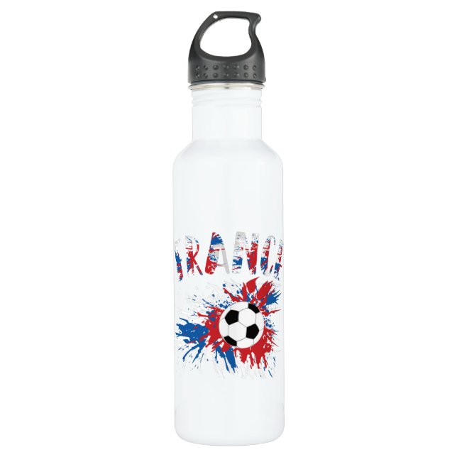 France Soccer Ball Grunge Flag 710 Ml Water Bottle (Front)