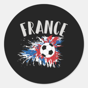 France Soccer Ball Grunge Flag Classic Round Sticker