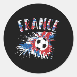 France Soccer Ball Grunge Flag Classic Round Sticker