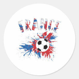 France Soccer Ball Grunge Flag Classic Round Sticker