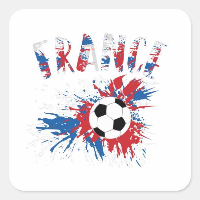 France Soccer Ball Grunge Flag Square Sticker (Front)