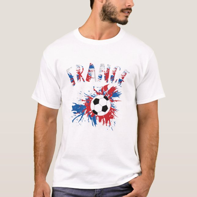 France Soccer Ball Grunge Flag T-Shirt (Front)