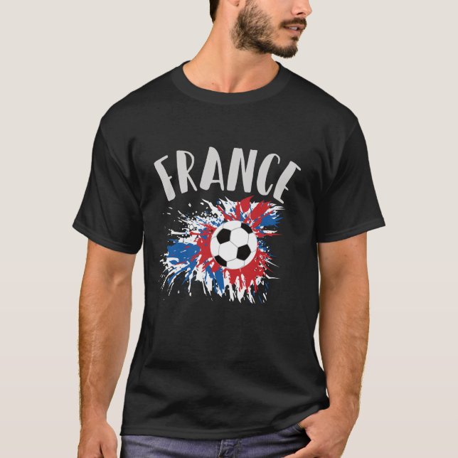 France Soccer Ball Grunge Flag T-Shirt (Front)
