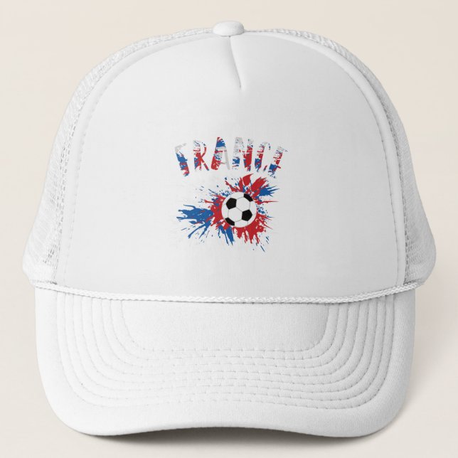 France Soccer Ball Grunge Flag Trucker Hat (Front)