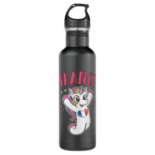 France Soccer Fan Unicorn with heart flag 710 Ml Water Bottle